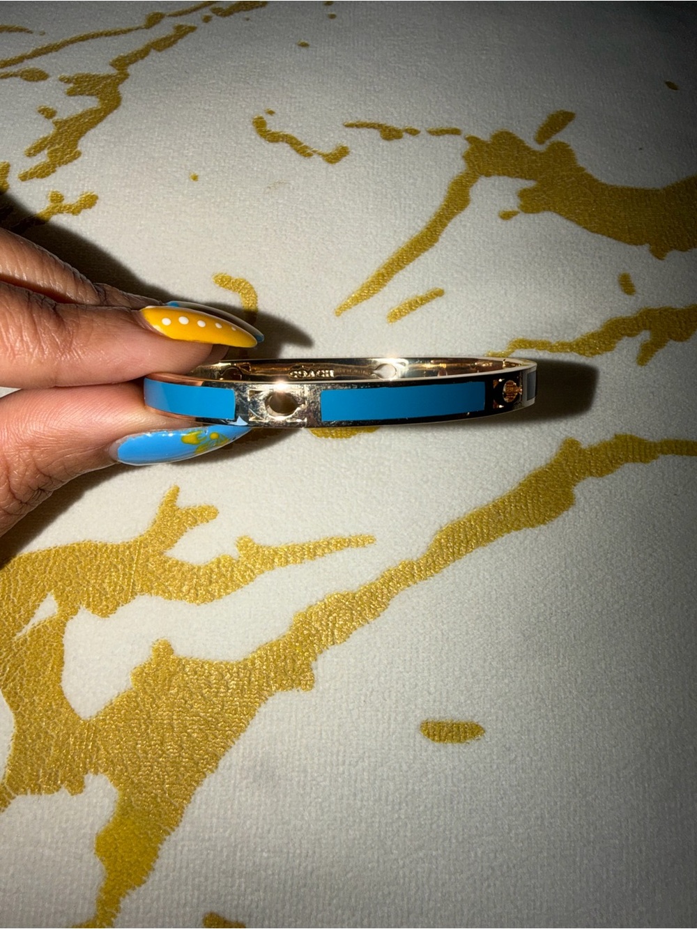 Coach Gold-Tone Bangle with Turquoise Enamel